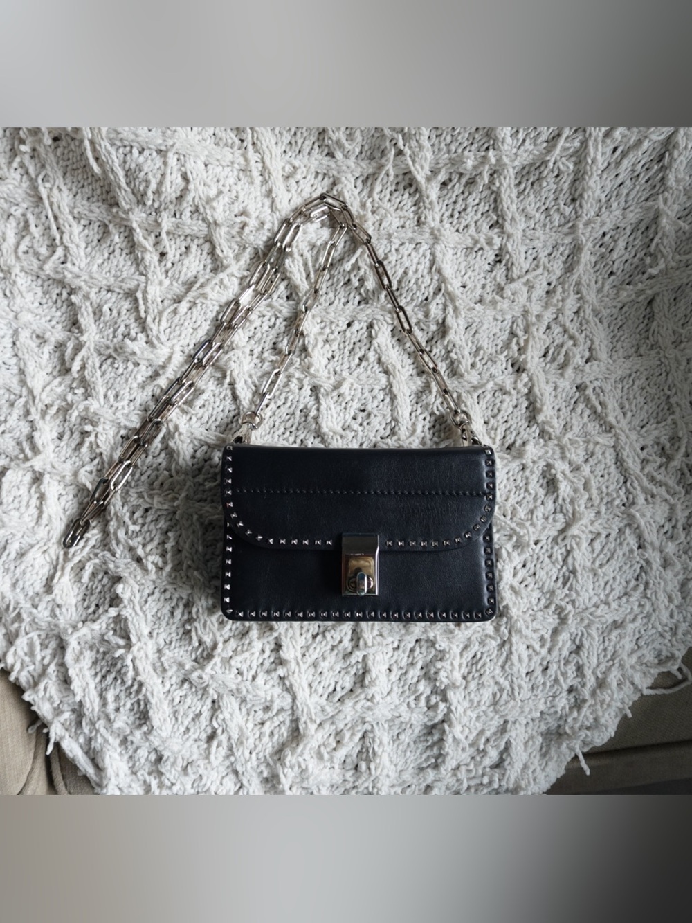 Valentino Black Stud-Trim Leather Crossbody 🖤